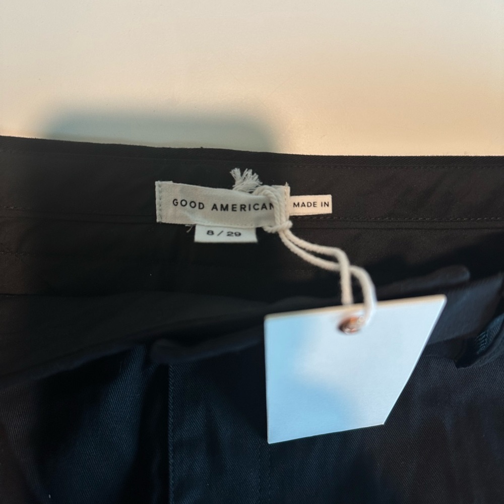 NWT Good American Black Woven High Rise Wide Leg Trouser Pants Size 8/29 - Picture 2 of 11